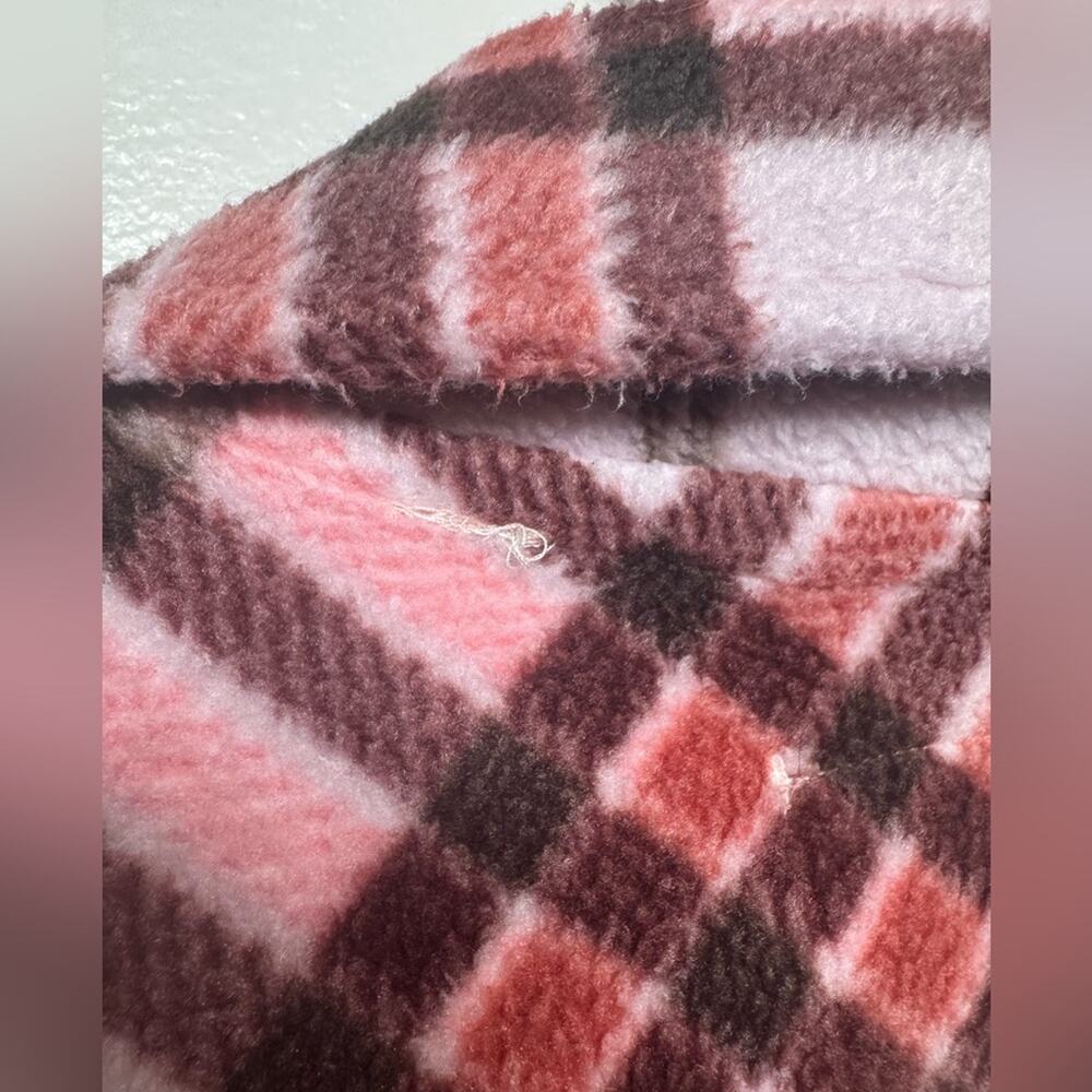 Altar’d State Button Down Cropped Fleece Comfy Jacket Pink White Women’s Medium - Picture 6 of 8